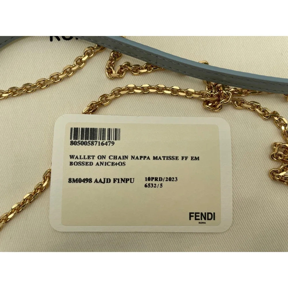 BRAND NEW FENDI LEATHER NAPPA FF BLUE BAGUETTE CHAIN BAG PURSE BOX NIB! - Picture 15 of 16